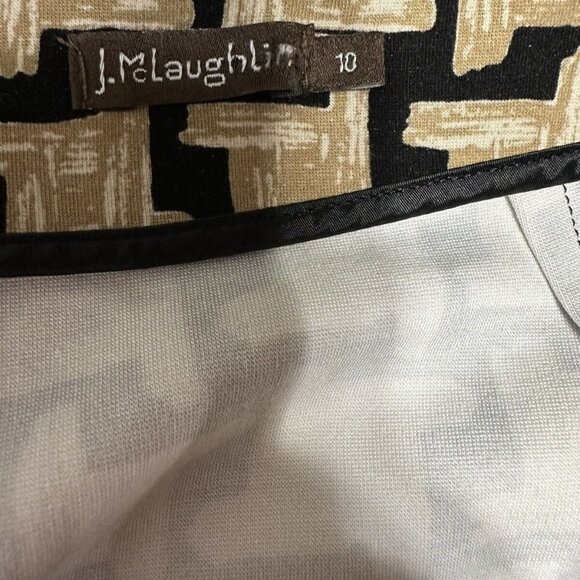 J. Mclaughlin Black/Cream Geometric Pencil Career Casual Stretch Skirt Size‎ 10 - Picture 5 of 8